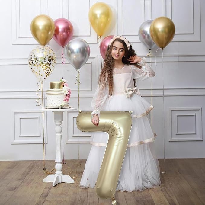 40 Inch Balloon Number 7 Metallic Gold, Large Mylar Foil Light Gold Number - Image 5