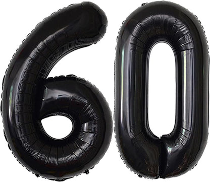 Black 60 Number Balloons Giant Jumbo Foil Mylar Helium Balloons Party by COLORFULELVES