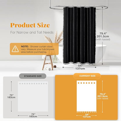 54x78 Boho Farmhouse Linen Heavy Duty Shower Curtain Set, 330GSM Linen Blend - Image 3