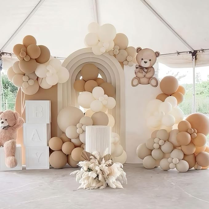 White Nude Double Balloons, Neutral Balloons Double Stuffed Beige Balloons - Image 5