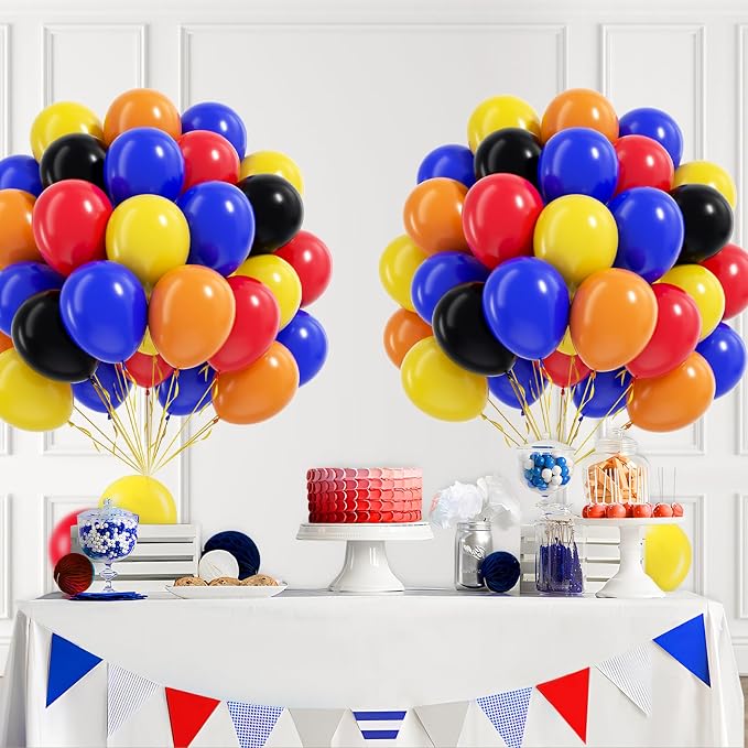 60pcs Race Car Balloons with 12inch Black Blue Yellow Red Orange Balloons | - Image 7