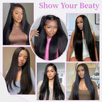 13x6 Lace Front Wigs Human Hair 200 Density Straight Wigs Human Hair Glueless Wigs Pre Plucked No Tangle Shedding Silky Soft Smooth HD Frontal Wig for Women Natural Color 24 Inch