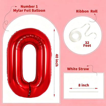 Number Balloons Red Party Balloon - Image 2