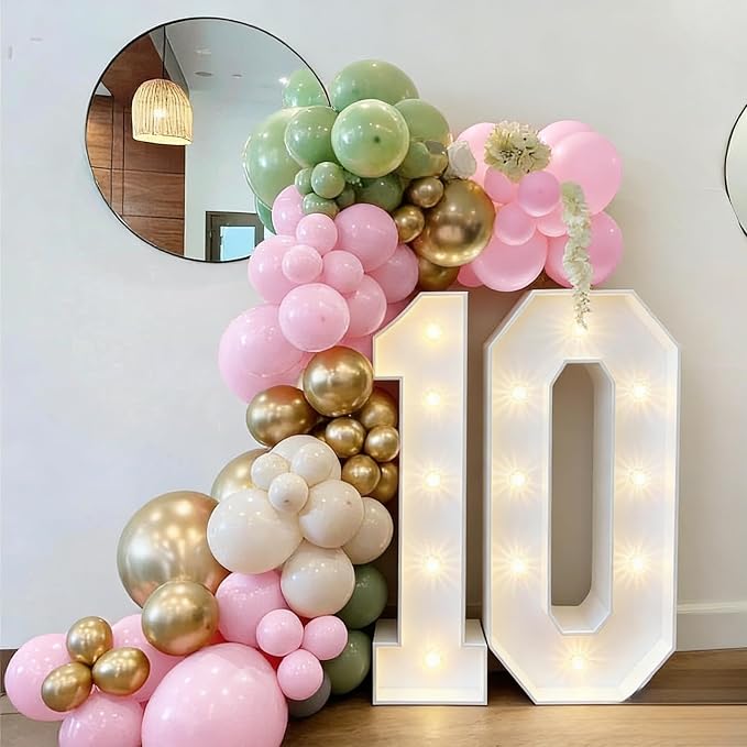 110pcs Sage Green and Pink Balloons Garland Arch Kit, 18/12/10/5 Inch | Pink - Image 5