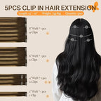 DOORES Clip in Human Hair Extensions, 5pcs 75g Balayage Chocolate Brown to Caramel Blonde 16 Inch Hair Extensions Clip in Human Hair Straight