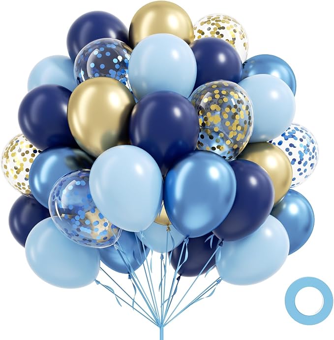 60pcs Navy Blue and Gold Balloons 12inch by Unknown