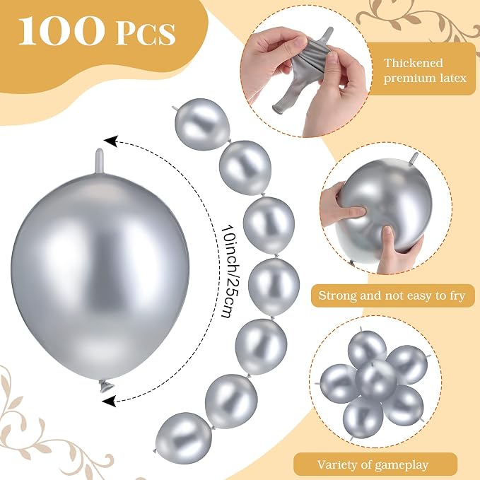 100 Pcs Link Balloon Quick Linking Latex Connected Balloons Linkable - Image 3