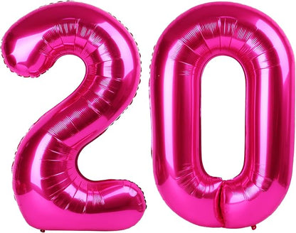 20 Balloon - Hot Pink Birthday Number Balloons, 40 Inch Party Decorations | Hot by ALPHADELTAPI