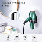 2pcs Blow Dryer Holder Wall Mounted and Curling Iron Holder, Self Adhesive Hair Dryer Holders Wall Mount, Stainless Steel Hair Dryers Wall Mount