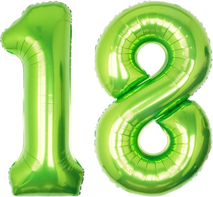 40 Inch Green Number 18 Balloon Lime Big Large Helium Number 0-9 | Giant by SULALABOO