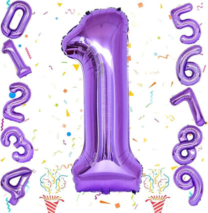 Purple 1 Balloon Number for Girls 1st Girls Birthday, 40 Inch Large Number Foil - Image 8