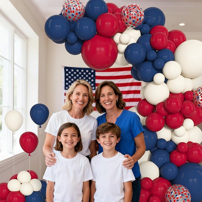 Amandir 153Pcs Red White Blue Balloon Arch Kit, Different Sizes 18 12 10 5 Inch - Image 5