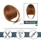 BARSDAR Real Human Hair Clip in Bangs - Human Hair Clip in Bangs for Women - Auburn Thick Bangs Extensions Fringe with Temples Dyeable Real Hair Bangs Hairpieces - Medium Auburn