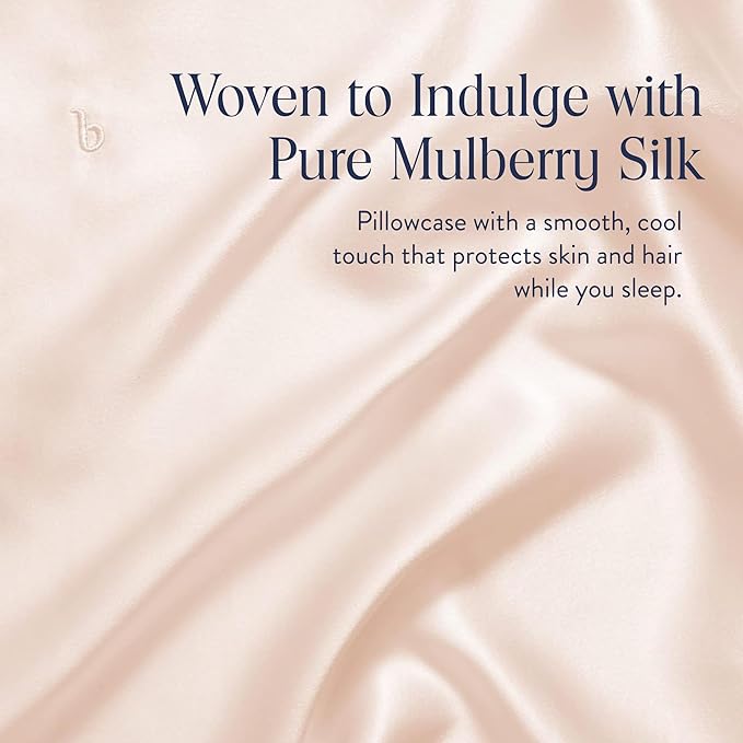 Brooklinen Mulberry Silk Pillowcase – 100% Pure Silk Pillow Case, Soft & Durable, Anti-Friction Comfort, Hight Quality Smooth Texture – Machine Washable & Breathable – Standard Size (Blush)