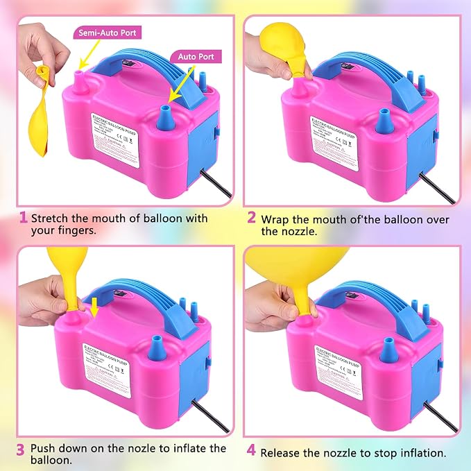 Balloon Pump Electric, 110V 600W Balloon Blower Inflator Dual Nozzle Air Pump - Image 3