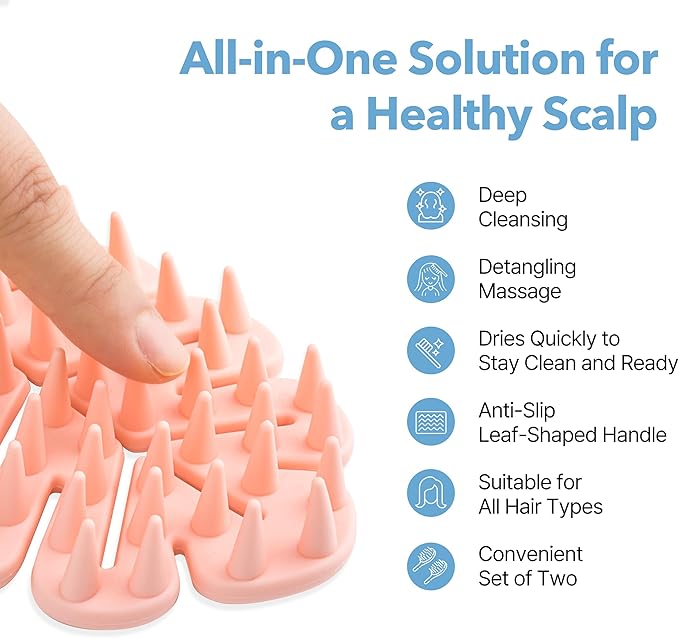 Sylune Scalp Massager Brush 2-Pack – Leaf-Grip Shampoo Scrubber for Deep Clean & Hair Care, Gentle for All Hair Types