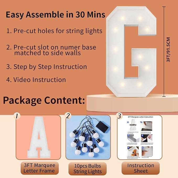3FT Marquee Light Up Letters, Large Marquee Letters, Big Letters - Image 5
