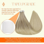 Full Shine Tape in Hair Extensions Human Hair 18 Inch Color 18 Fading to 22 and 60 Platinum Blonde Remy Human Hair Extensions Tape in 20 Pieces 50 Grams Adhesive Tape Extensions