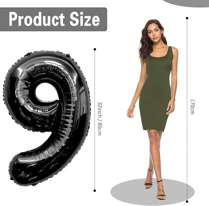 Black Number Balloons 19 Balloon Numbers 19th Number Balloon Foil Mylar Party - Image 2