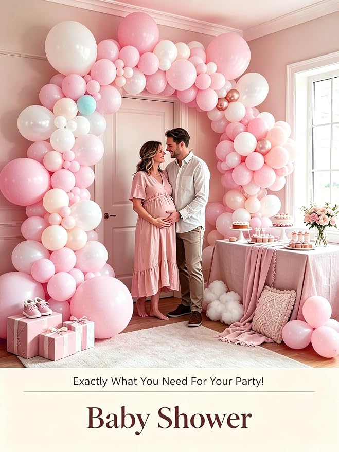 Pink Balloons 125 Pcs Different Sizes of 18 12 10 5 Inch Pastel Baby Soft Pink - Image 6