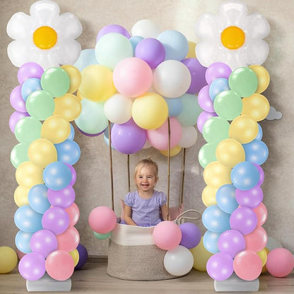 Kasyat 2 Sets Daisy Pastel Party Balloon Column Stand Kit, Adjustable Groovy - Image 6