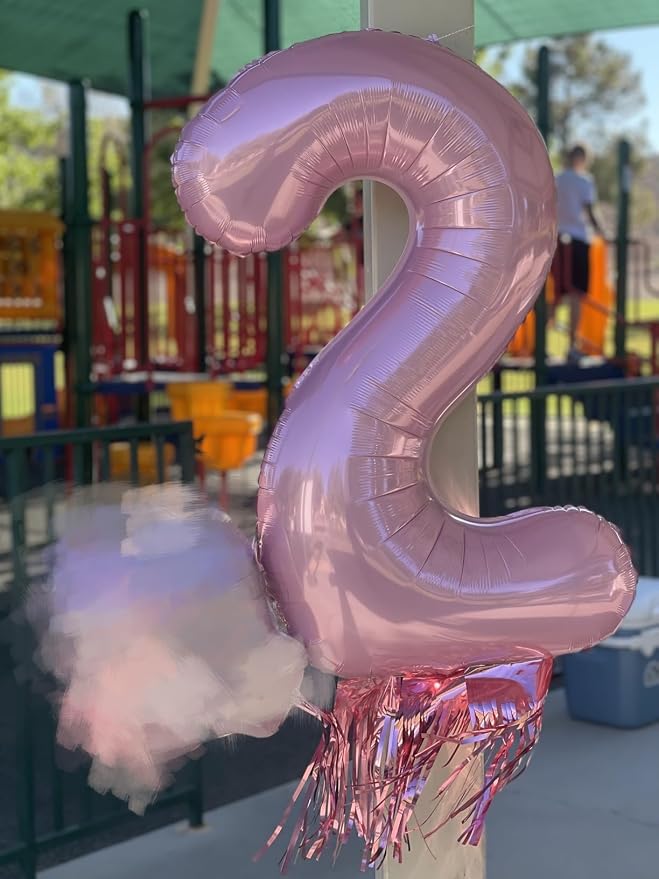 2 Balloon Numbers 40Inch Pearl Pink Party Decorations - Image 3
