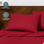 Bare Home Microfiber Pillow Cases - King 20x40 - Cooling Pillowcases - Double Brushed - Easy Care - Envelope Closure (King Pillowcase Set of 2, Red)