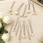 12 Pieces Bridal Pearl Hair Pins for Party, Handmade Pearl Hair Accessories, Wedding Hairstyles Accessories for Bridesmaid Girls Various Sizes (1set-12pcs)