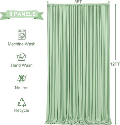 8 Panels Sage Green Backdrop Curtains - Image 5