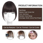 BOGSEA Clip in Bangs 100% Human Hair Bangs with Temples Bangs Hairpieces for Women Clip in Fake Bangs for Daily Wear (Dark Brown)