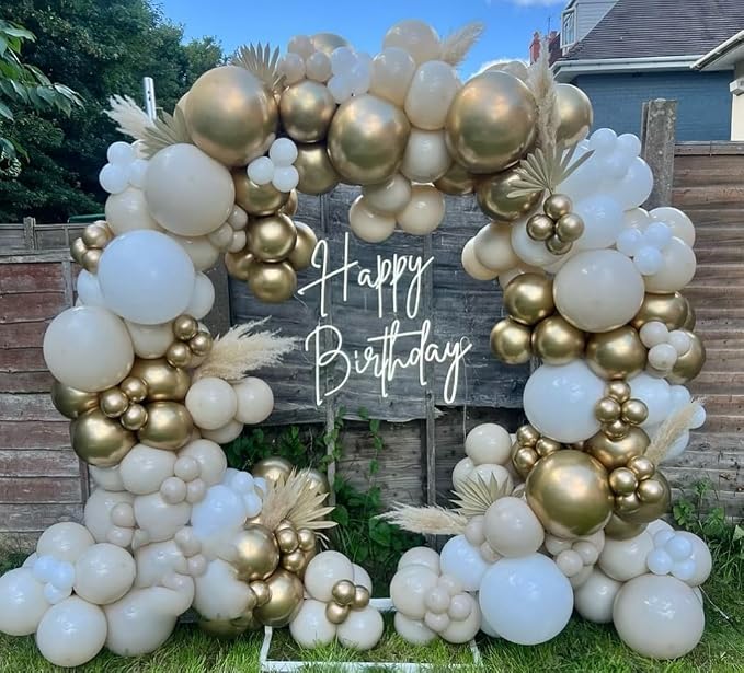 Sand White and Gold Balloon Arch Kit - Image 3