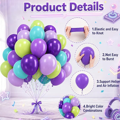 Paready Purple Green Balloons Set, 12 Inch Fruit Green Metallic Light Purple - Image 8