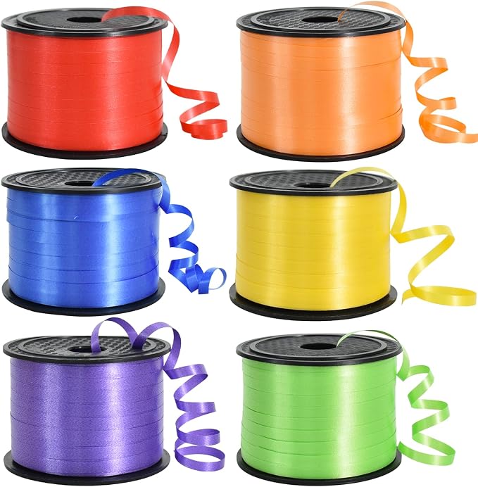 TONIFUL Rainbow Curling Ribbon-6 Assorted Colors Balloon Curling Ribbons by TONIFUL