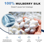 1 Piece Silk Bow Scrunchies for Hair-100% Pure Mulberry 22 Momme Silk Hair Tie, Elastic Ponytail Holder, Elegant Soft Bow Hair Ties Band for Women Hair Care, Multiple Colours (MIST BLUE)
