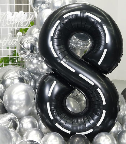 Race Car 40 Inch Black 8 Big Large Helium Balloon Number 0-9 | Track Giant - Image 7