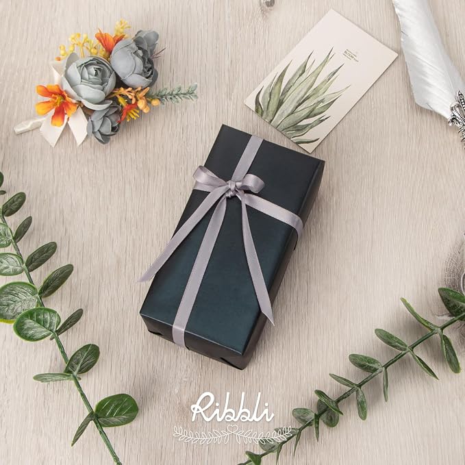 Ribbli Double Faced Silver Satin Ribbon, 1/4” x Continuous 25 Yards, Use - Image 3