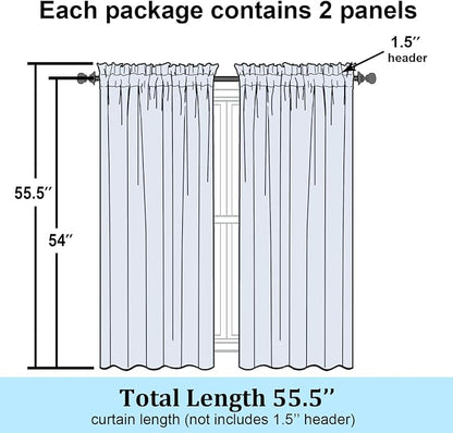 Simplebrand Blush Semi Sheer Curtains 54 Inch Length 2 Panels, Geometric - Image 7