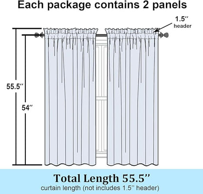 Simplebrand Sage Green Semi Sheer Curtains 54 Inch Length 2 Panels, Geometric - Image 7