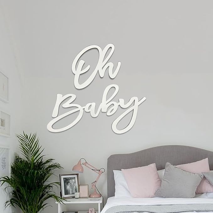 Oh Baby Sign for Backdrop, Wooden Baby Shower Sign White Letters Party Banner - Image 5