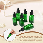 6 Pcs, 1oz Dropper Bottle, Green Glass Eye Dropper Bottle,Tincture Bottles with Dropper, Leak-Proof Design, Stronger Suction, for All Kinds of Mixed Liquids