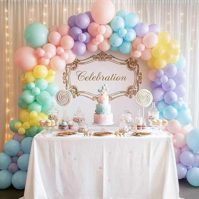 RUBFAC Pastel Balloons Macaron Rainbow Balloon Arch Kit 154pcs | Pastel Rainbow - Image 6