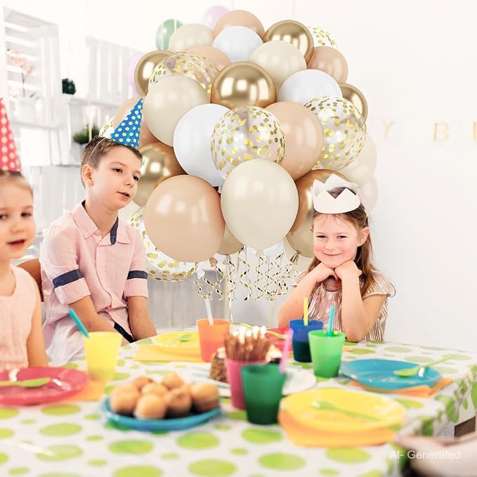 Zesliwy Gold White Sand Confetti Balloons, Party Decor | Beige Gold Nude - Image 6