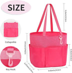 Mesh Shower Caddy Portable, Travel Toiletry Bag for Women Men, Large Capacity Shower Bag Quick Dry Bathroom Bag for Dorm, Gym, Bathroom, Camping, Beach, Swimming, Traveling, Rose Red