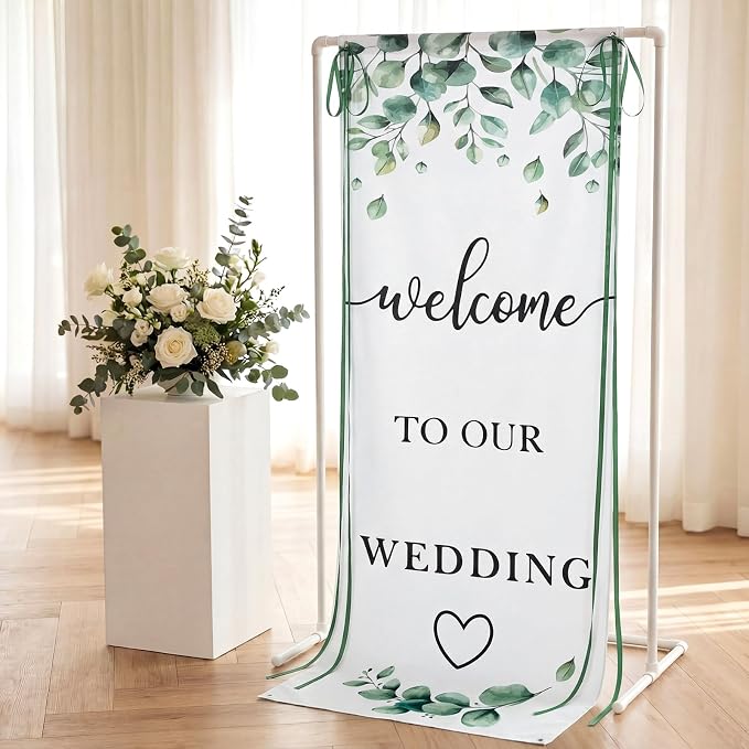 Yousoontic Welcome to Our Wedding Linen Rustic Wedding Welcome Banner Plain - Image 3