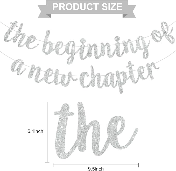 BEISHIDA Silver Pre-Strung Glitter The Beginning of A New Chapter Banner | - Image 3