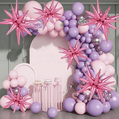 8 Pcs Pink Star Balloons, 27/22 inch One-Piece Explosion Foil Balloons - Image 6