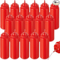 16 Pcs 32 oz Squeeze Bottle Large Plastic Wide Mouth Squeeze Bottles for Condiment Sauces Chocolate Ketchup Mustard BBQ Grill Restaurant (Red)