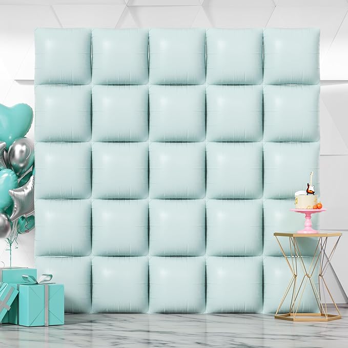 NISOCY 25PCS Pastel Green Square Foil Balloons Wall Backdrop | Double Sided by NISOCY