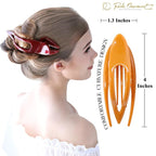RC ROCHE 6 Pcs Flat Hair Clips Big Claw for Thick Hair French Duckbill Women No Slip Side Slide Curved Alligator Concord Strong Grip Hold Volume Lay Down Clamp, Medium Classic Multicolor