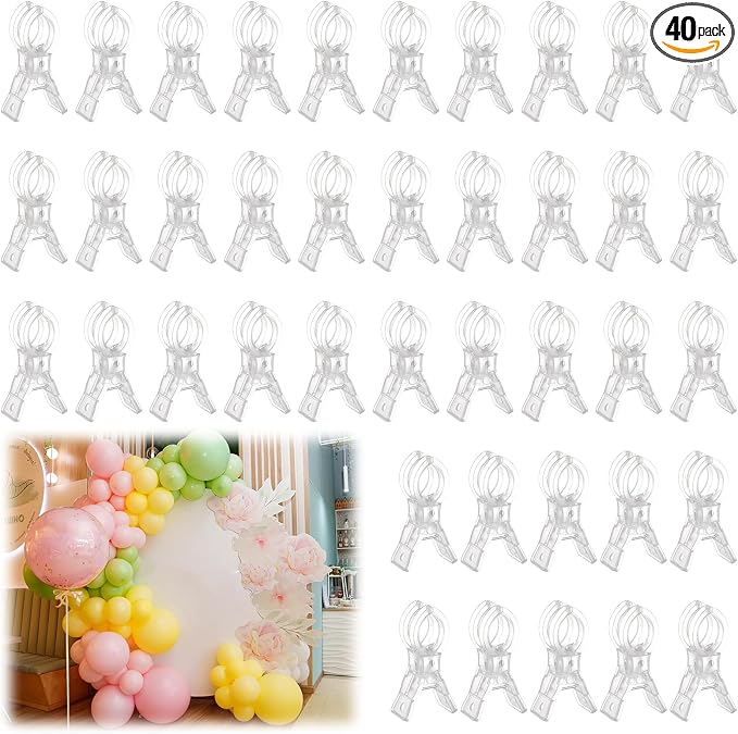 LemonRoad 40 Pack Large Balloon Arch Clips Plastic Transparent Backdrop Spring by Unknown